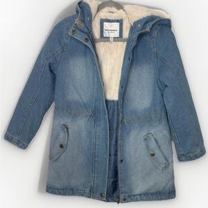 Urban Republic Girls Faux Fur Lined Denim Winter Coat Jacket Large (14/16)